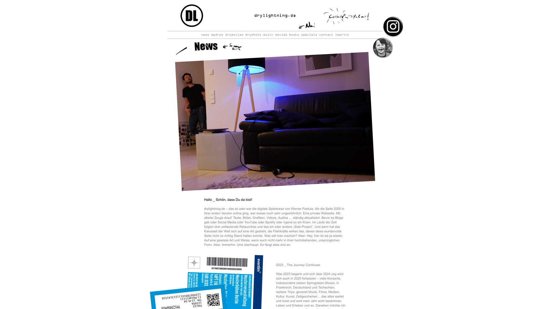 Momentaufnahme der Website drylighning.de.